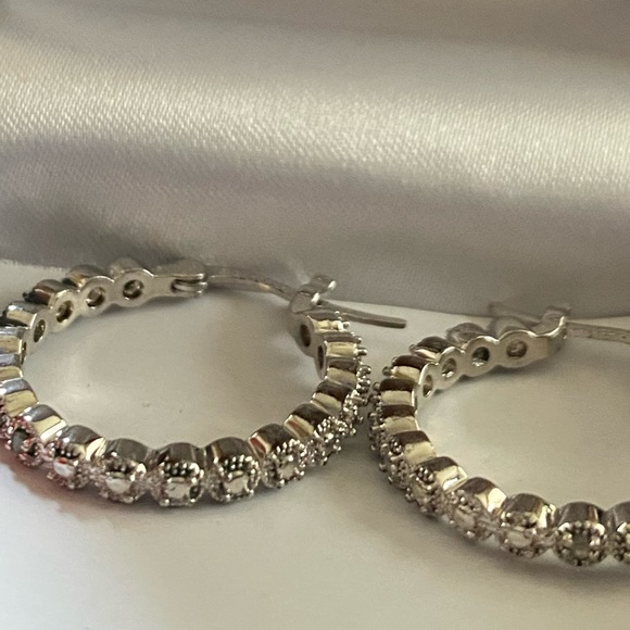 Lab Created White Sapphire Earrings - Picture 2 of 7